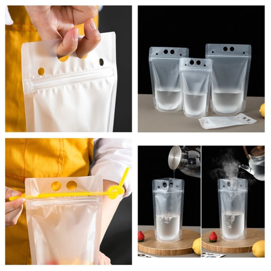 Disposable Sealable Drink Bag With Straw 3