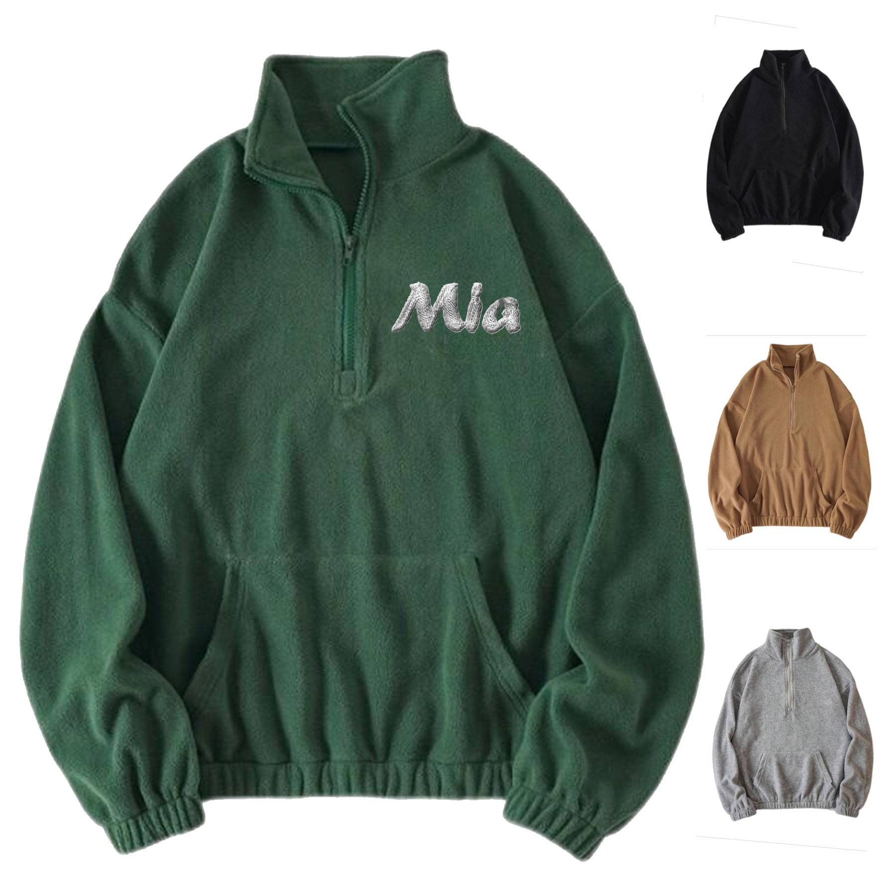Polyester men's stand-up collar half-zip hoodie, custom hoodie or sweatshirt with logo imprint 6