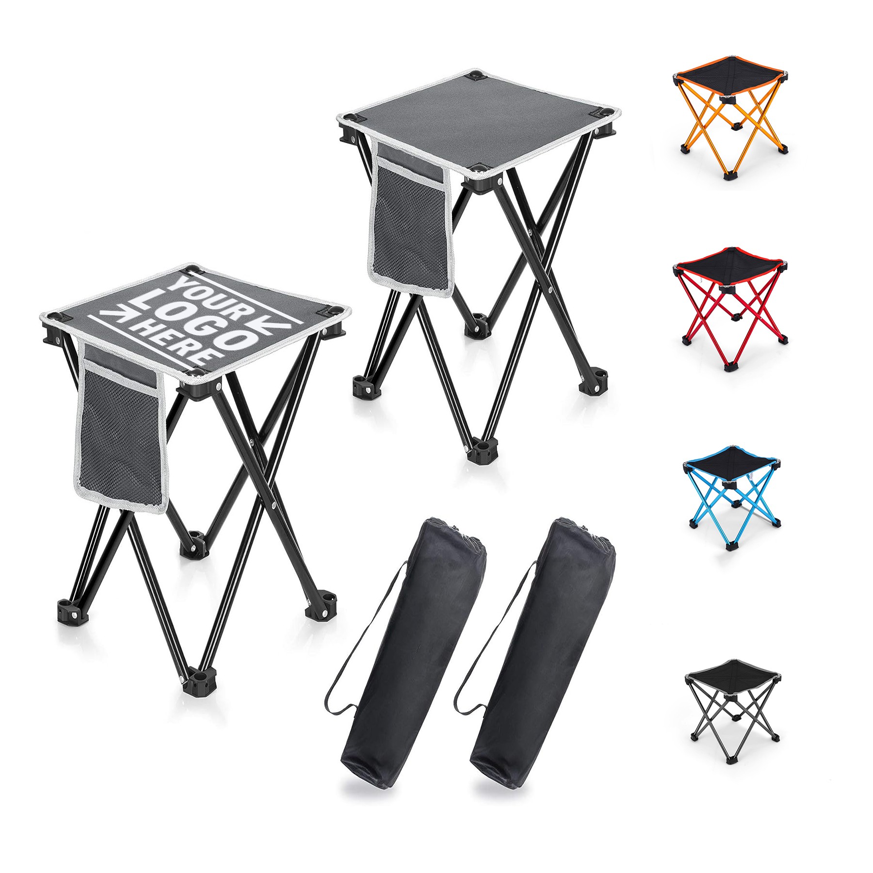 2 Pack Outdoor 400 LBS Capacity 13.8 Inch Portable Folding Camping Stool With Carry Bag 2