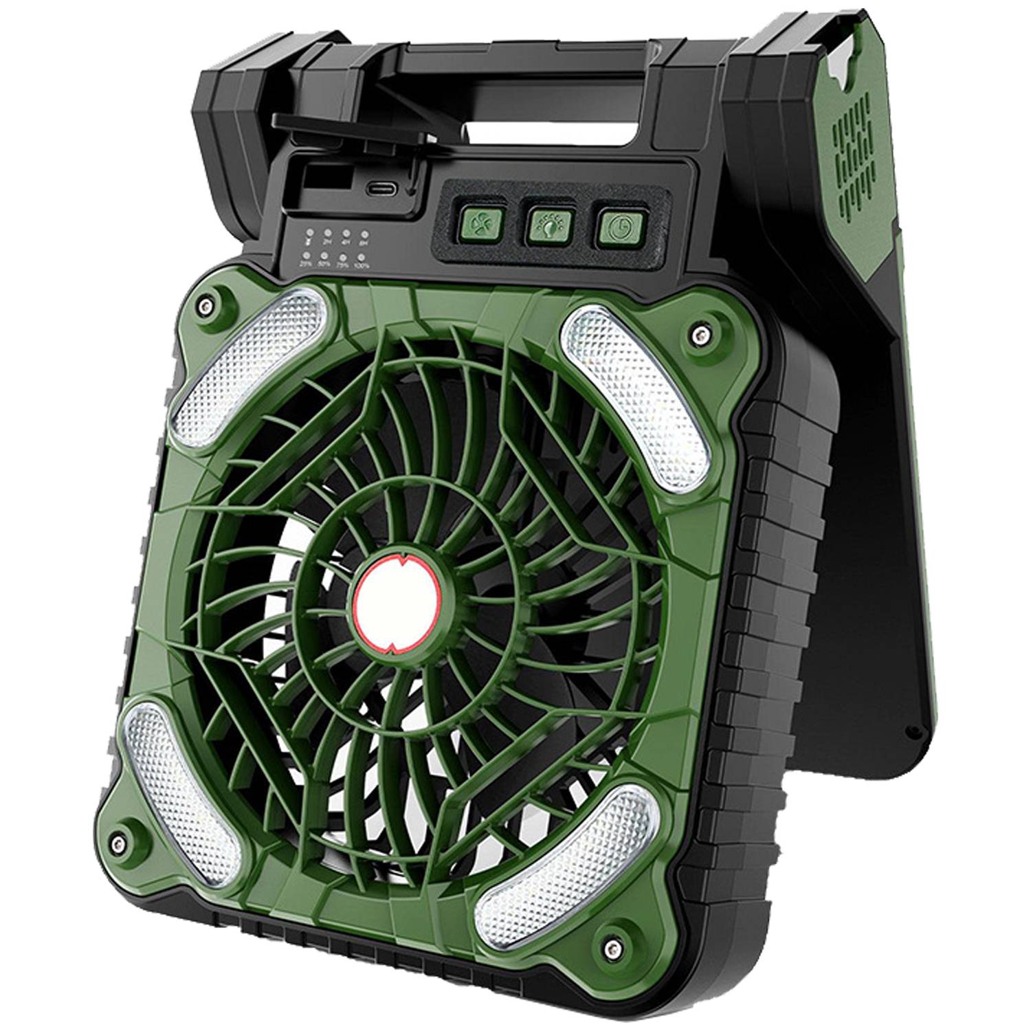 USB Rechargeable Solar Powered Camping Fan w/ LED Light 3
