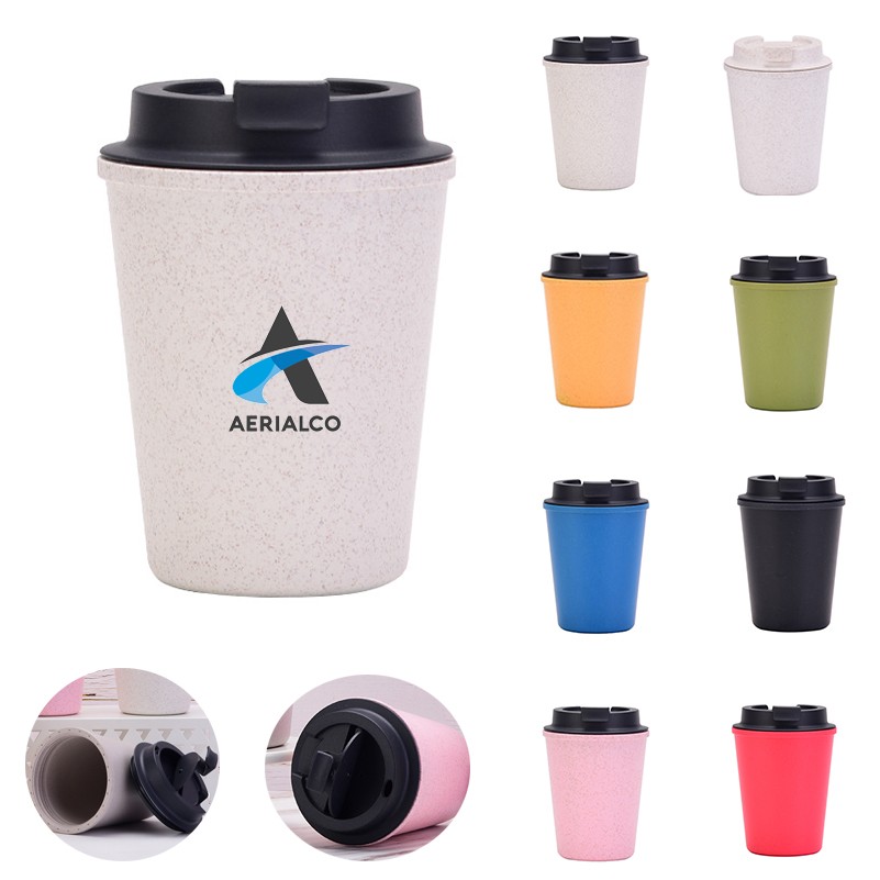 12oz Wheat Straw Travel Coffee Mugs 2