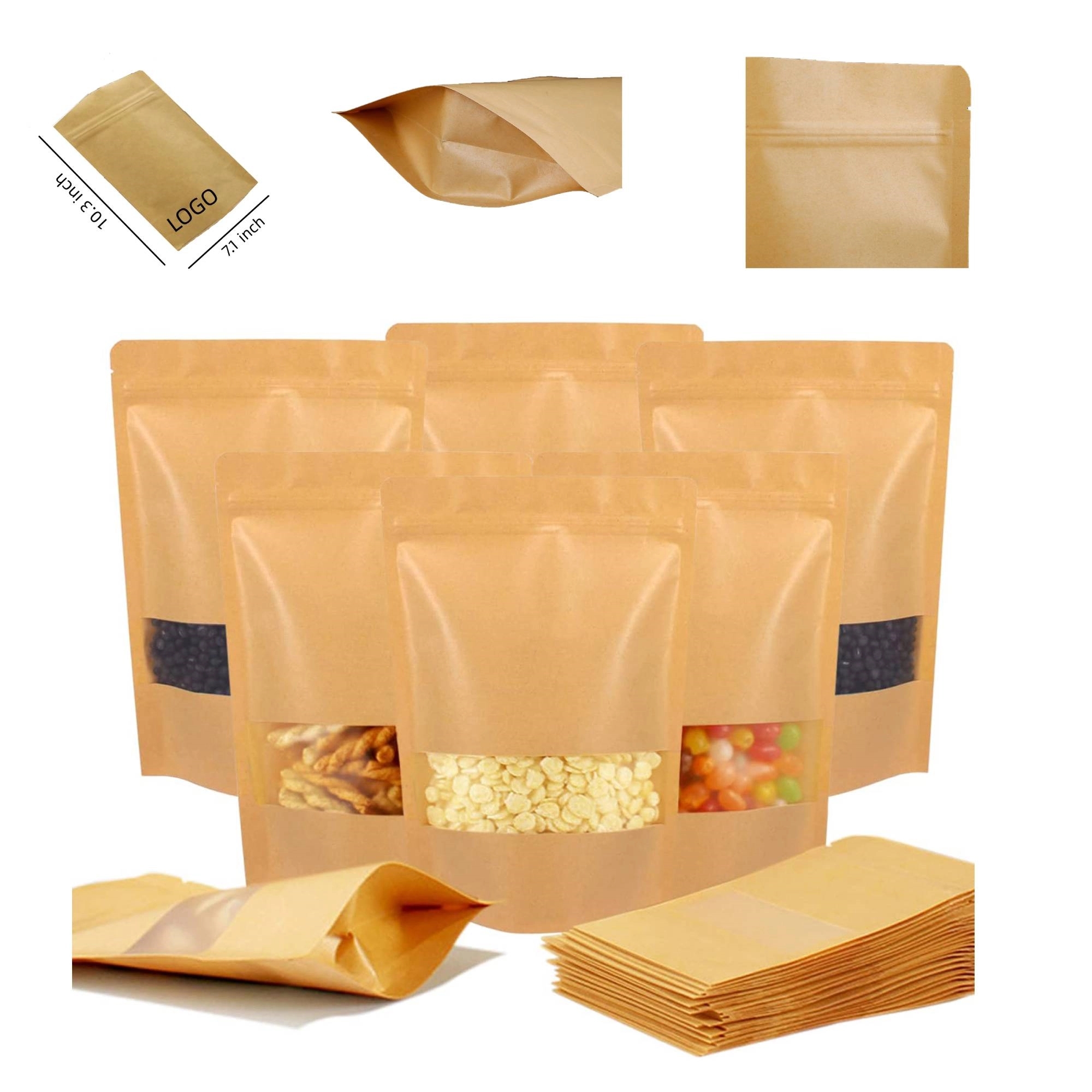 Kraft Paper Standing Self Sealing Bag MOQ 100PCS 6