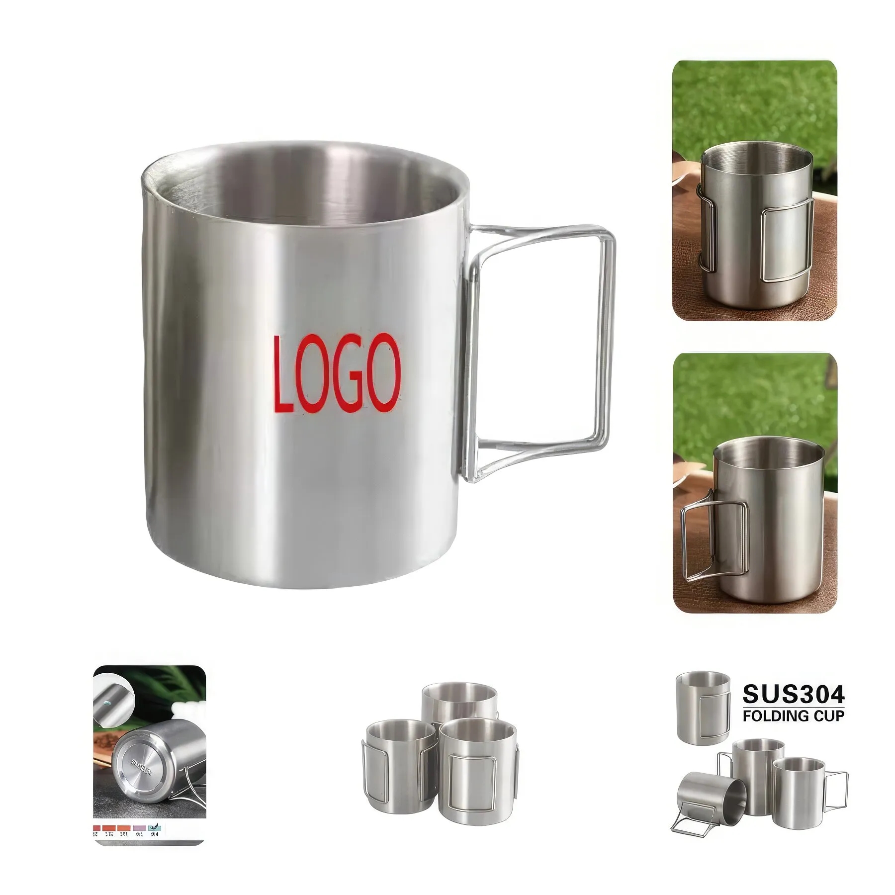 304 Stainless Steel Mug& Outdoor Camping Storage Folding 4