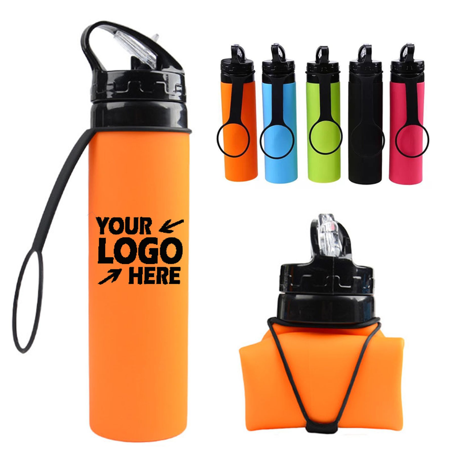 20oz Foldable Silicone Water Bottle 1