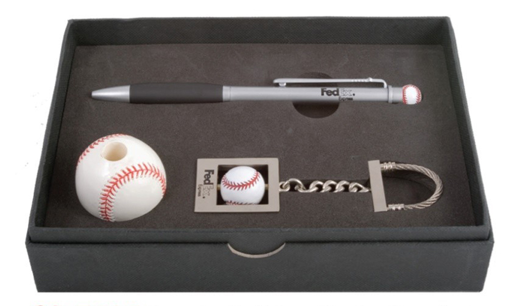 3D Baseball Metal Pen Chain Set w / Stand 1
