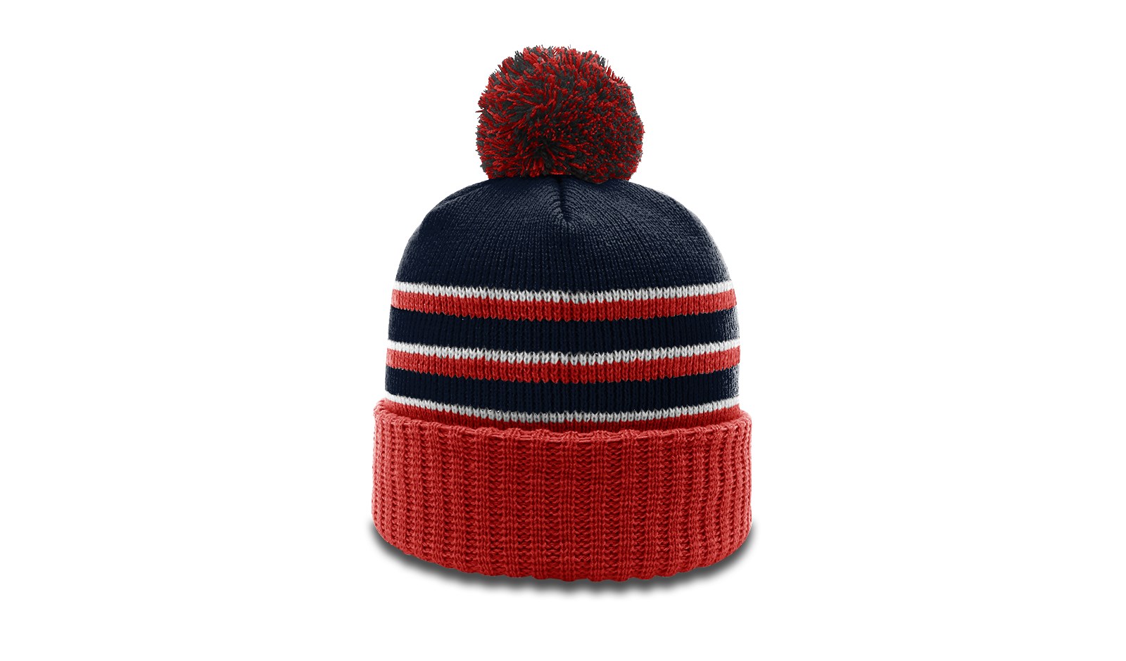  Striped Beanie with Cuff & Pom 5