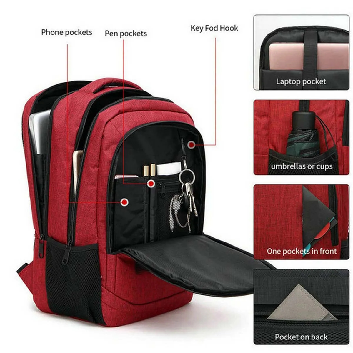 15.6 Inch Anti Theft Laptop Backpacks with USB Charging Port 5