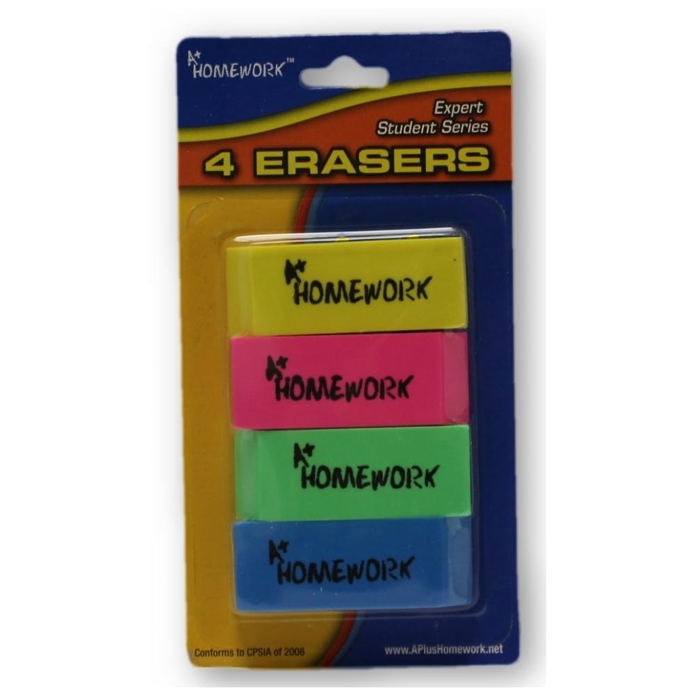 Colored Erasers - Neon 4 Pack 1