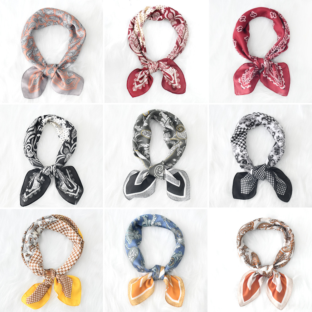 Custom Square Satin Head Scarves Satin Bandanas 8