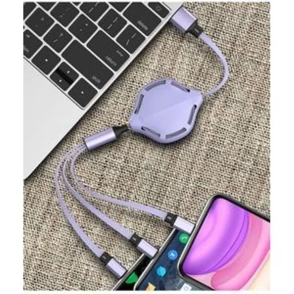 Multi USB Charging Cable Retractable 3in1 Universal Charger 4