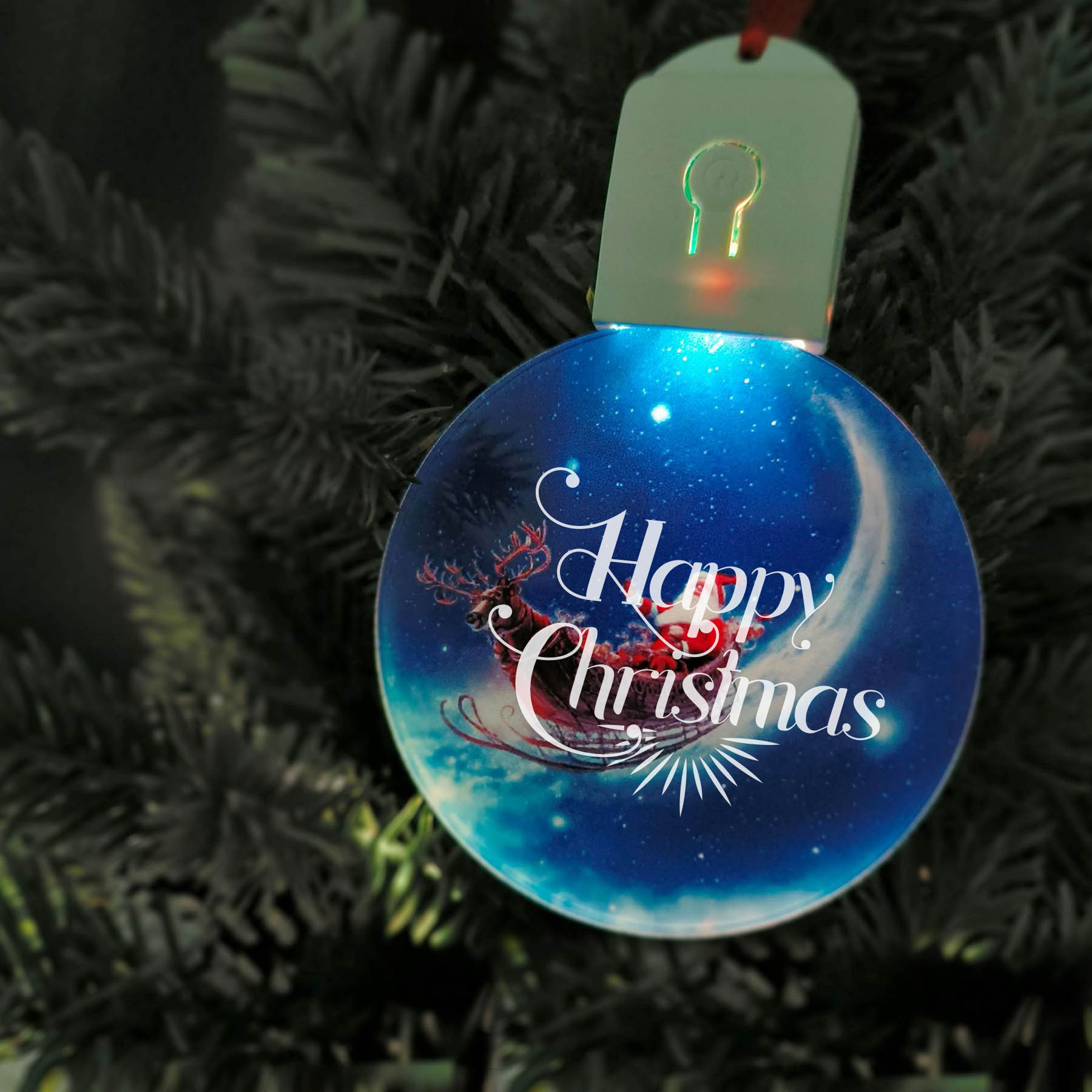 Free Shipping Full Color Christmas Illuminated Acrylic Round Ornament 2