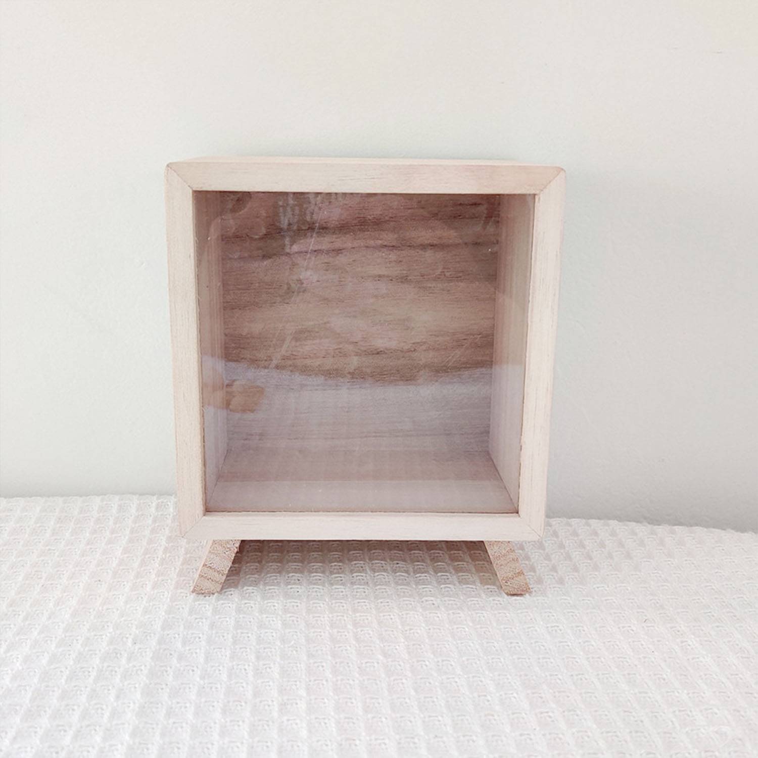 Solid wood money storage jar with visible window 4
