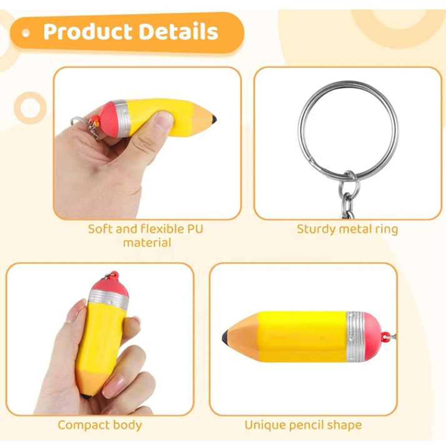 PU Foam Pencil Stress Reliever Keychain Toys 9