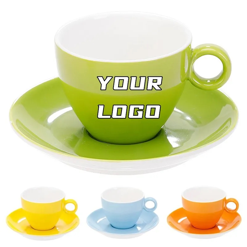 7.5 oz. Cups with Saucer for Latte Coffee 2