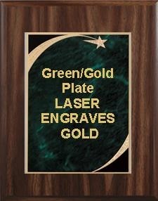 8" x 10" Classic Walnut Finish Plaque with a Green Victory Star Marble Plate 2