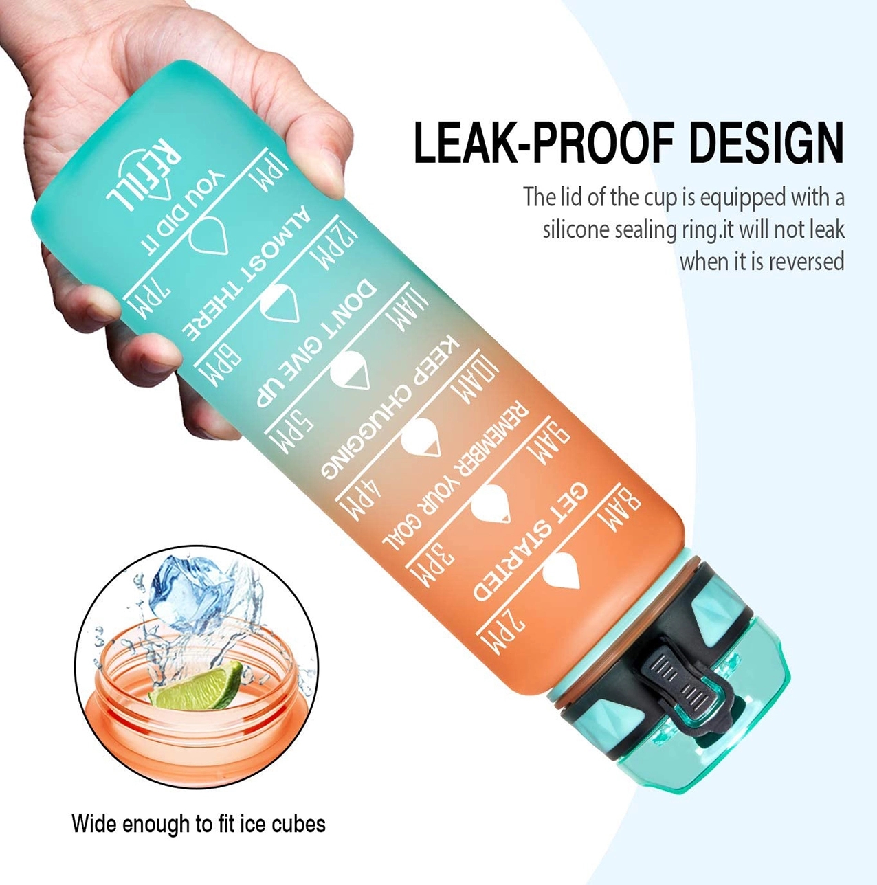 32oz Sports Water Bottle with Time Marker 1