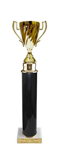 Trophy: 14.5" 1 column, 2x3 white marble base, 8" 2