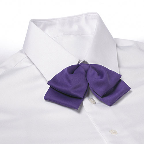 Purple Adjustable Band Polyester Satin Floppy Bow Tie 1