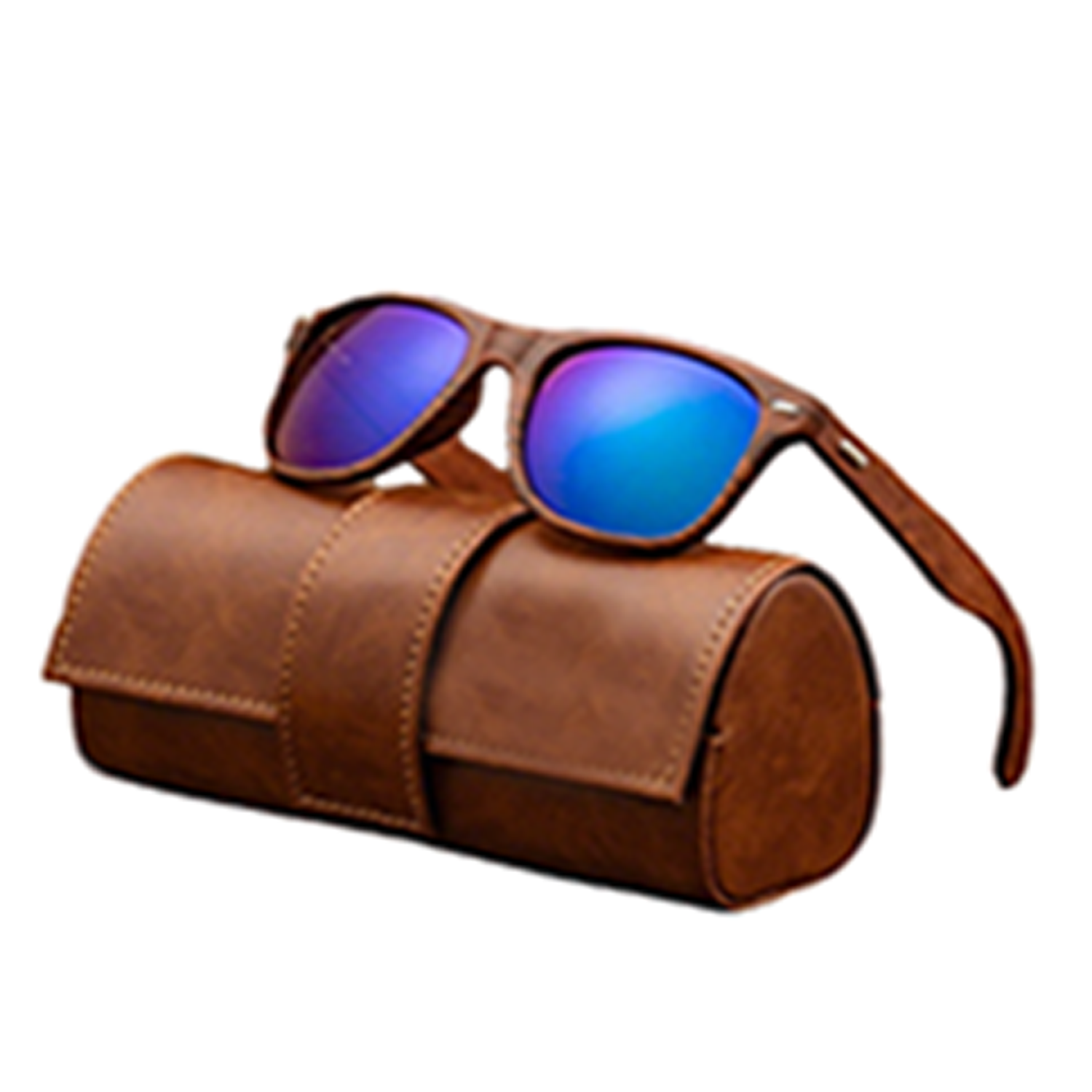 Retro Wooden Frame Sunglasses with Case 4