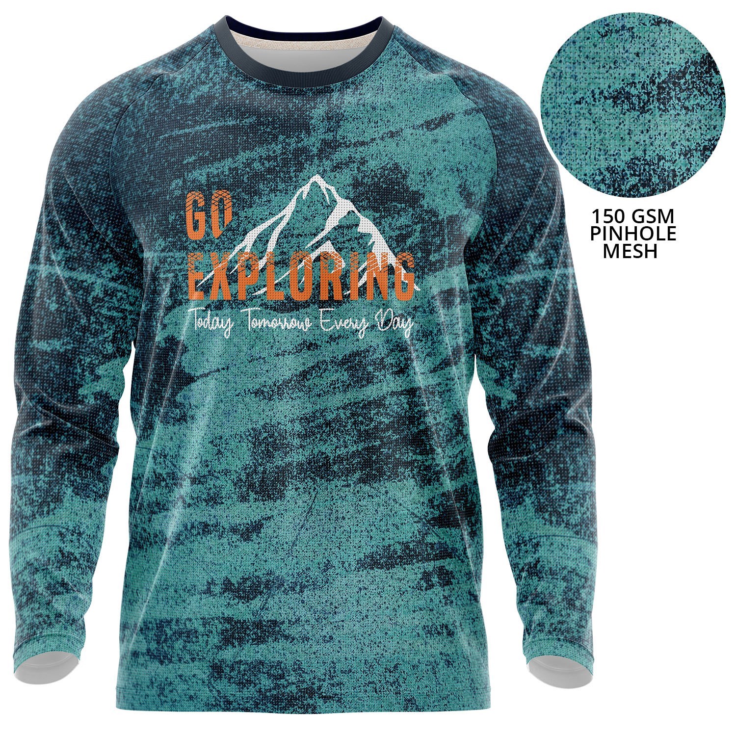 Unisex 150 GSM Pinhole Mesh Performance Sublimation long Sleeve T-shirt 3