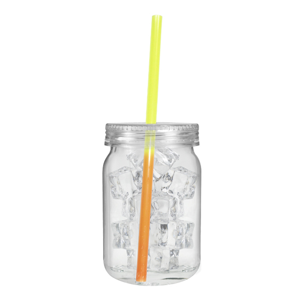 24 oz. Plastic Mason Jar with Mood™ Straw 17