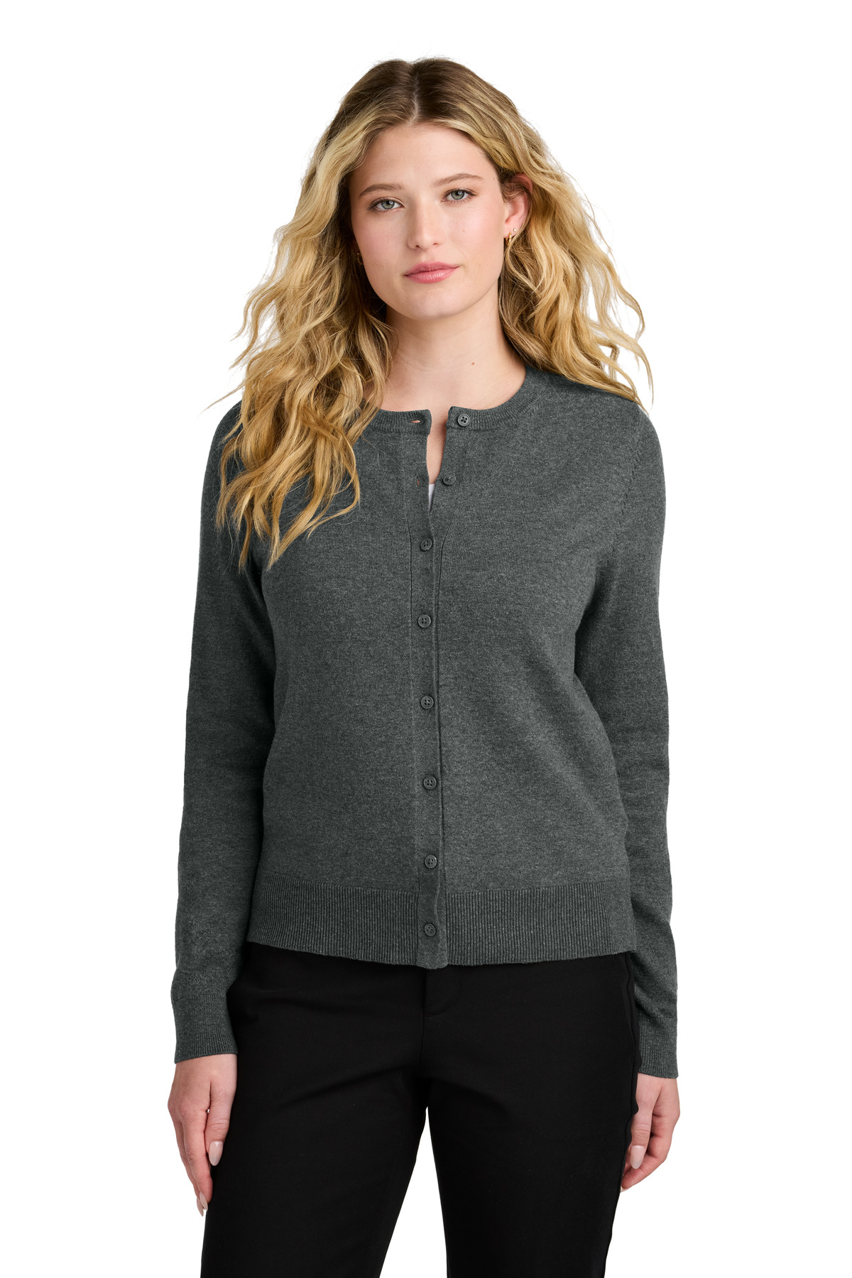 Women's Easy Care Crewneck Cardigan Sweater