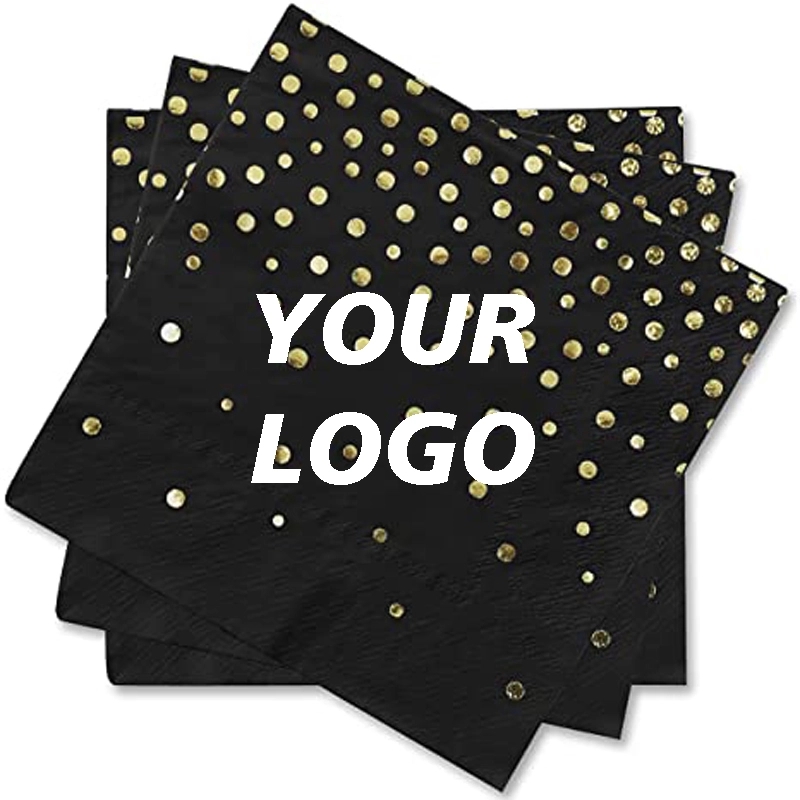 Custom Gold Dot Confetti Paper Napkins 1