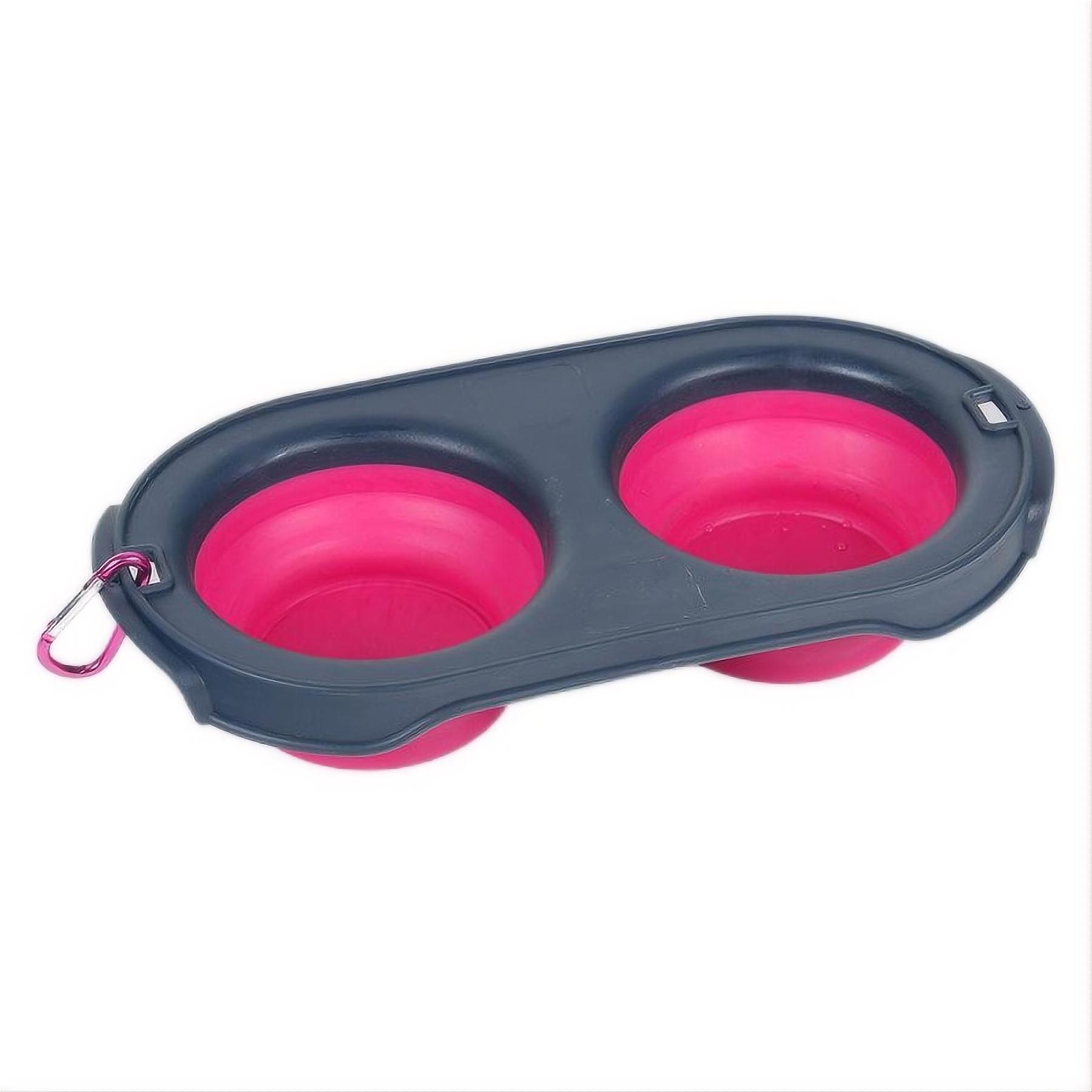 Collapsible Double Dog Bowls with Carabiner Clip 4