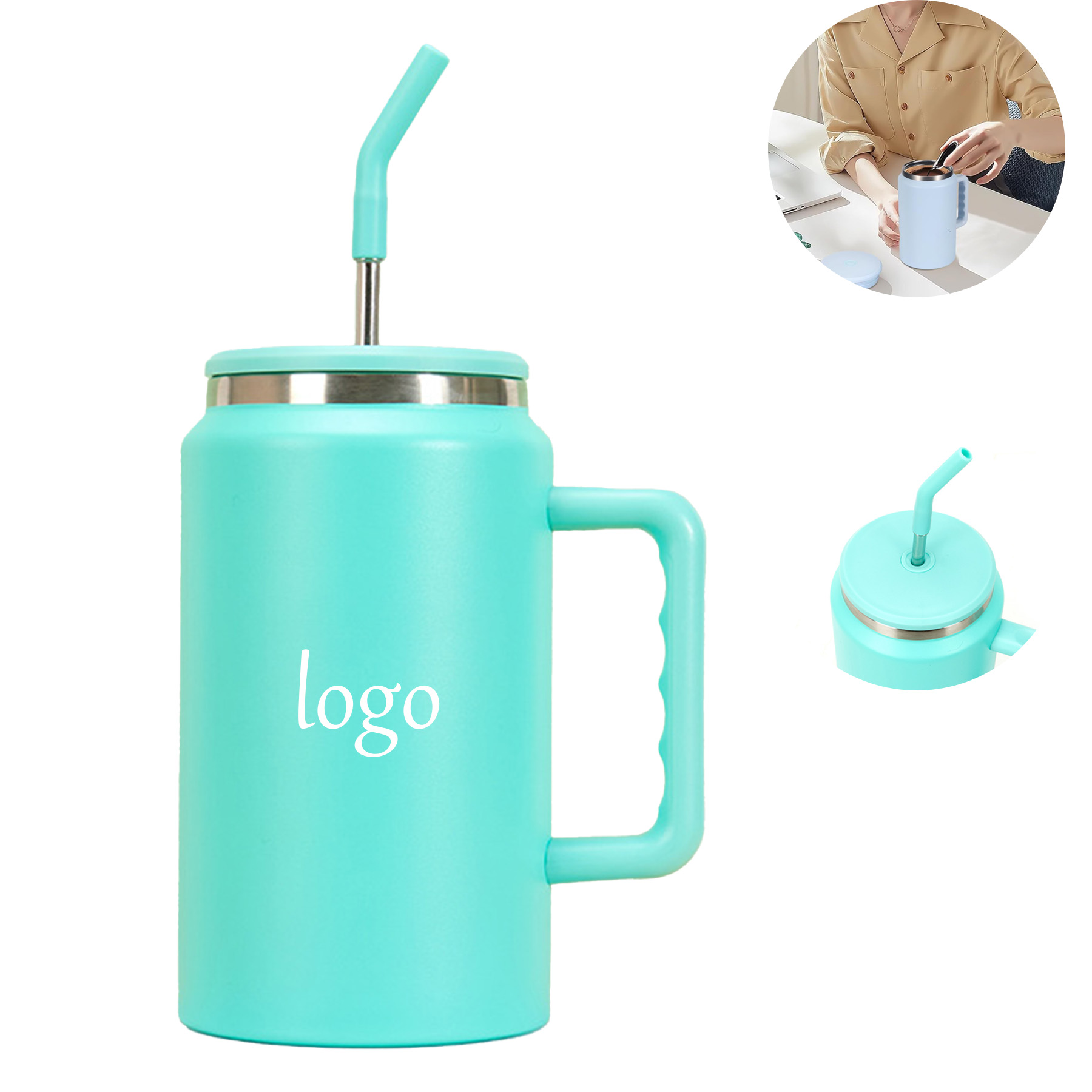 50oz Stainless Steel Cup with Handle 2