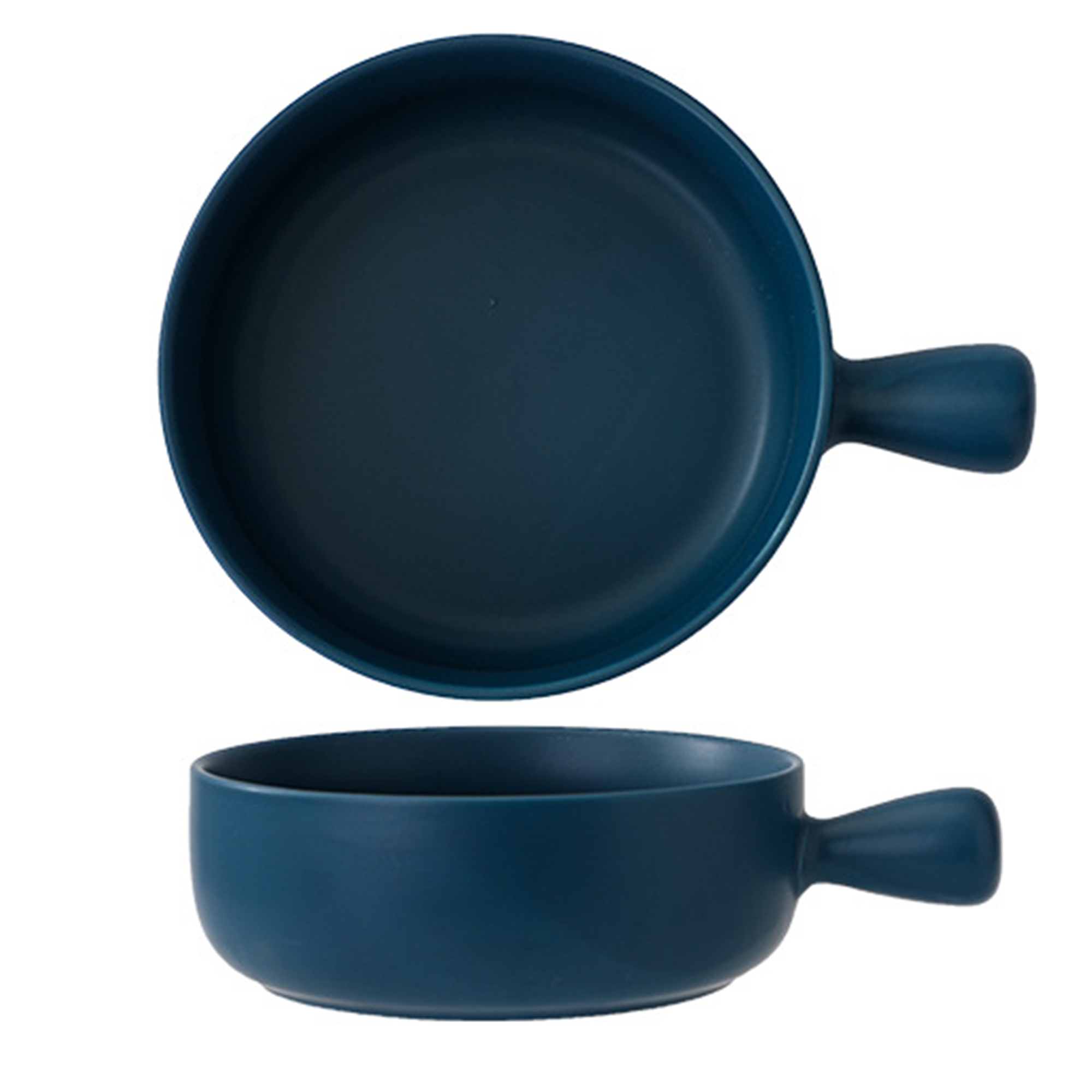 20 oz Round Ceramic Salad Bowl with Handle 3