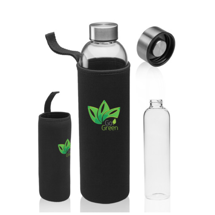 34 oz. Glass Water Bottles with Carrying Pouch - BPA Free 2