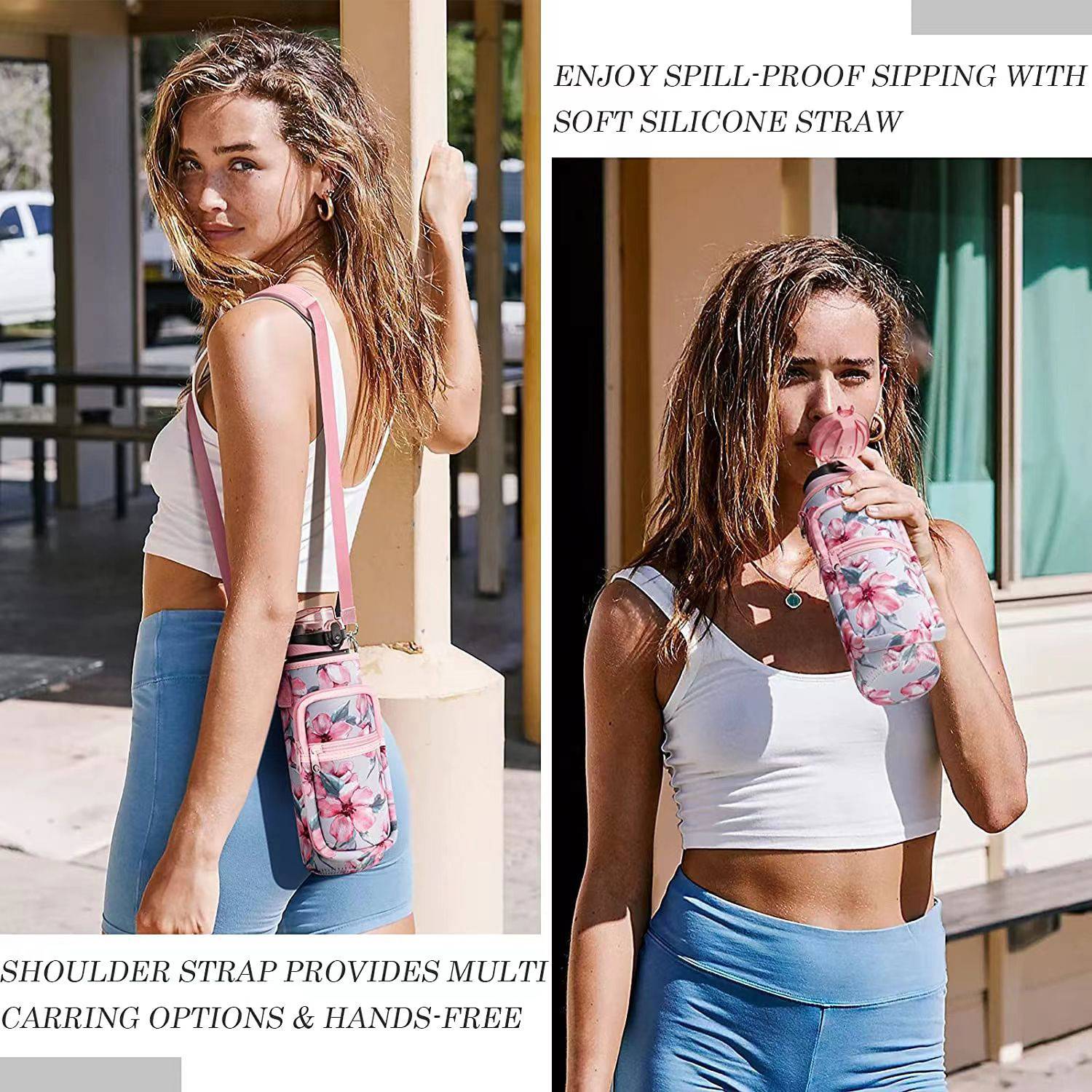 32oz Neoprene Water Bottle Sling Bag w/ Phone Pocket 5