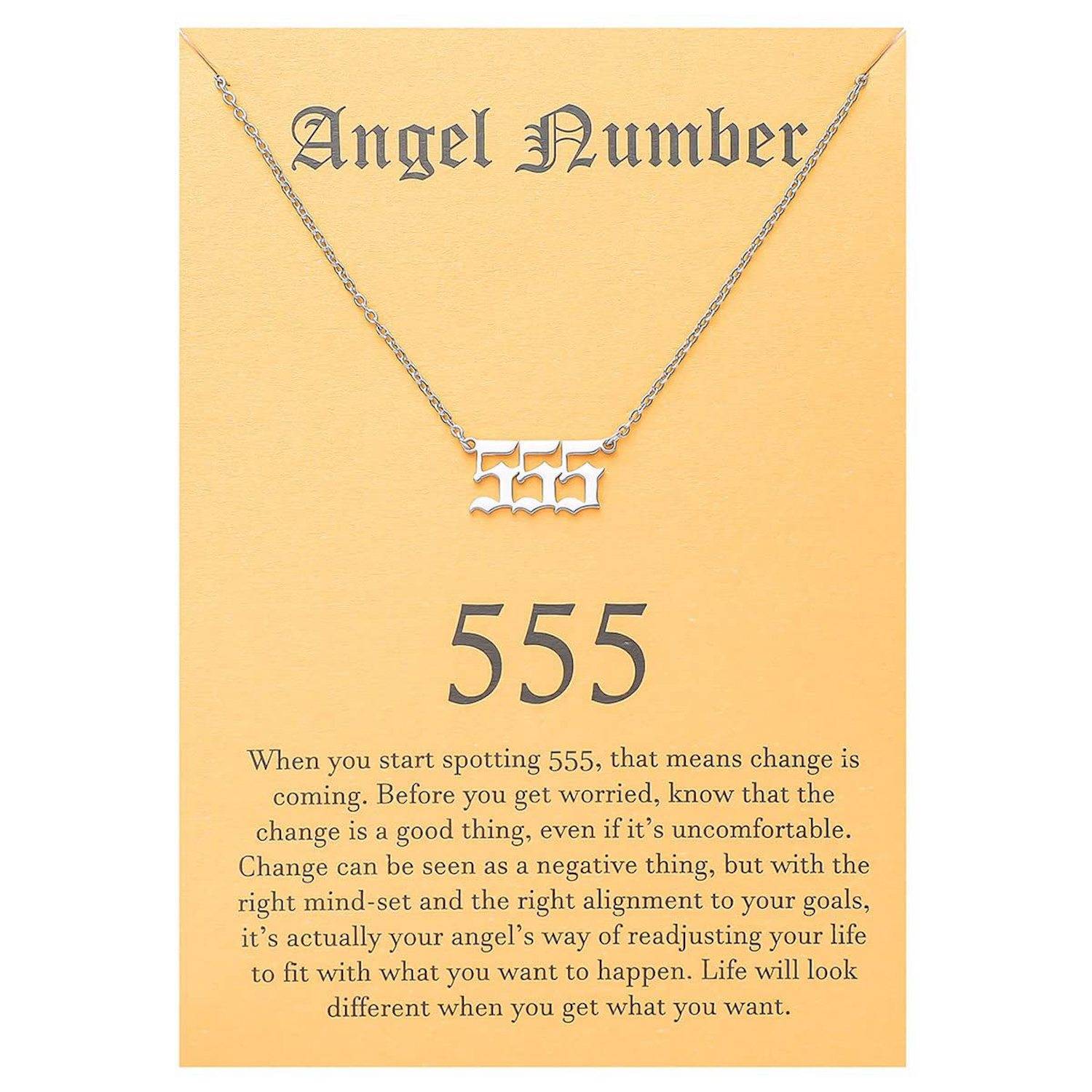 18K Gold Plated Old English Angel & Number Necklace 1