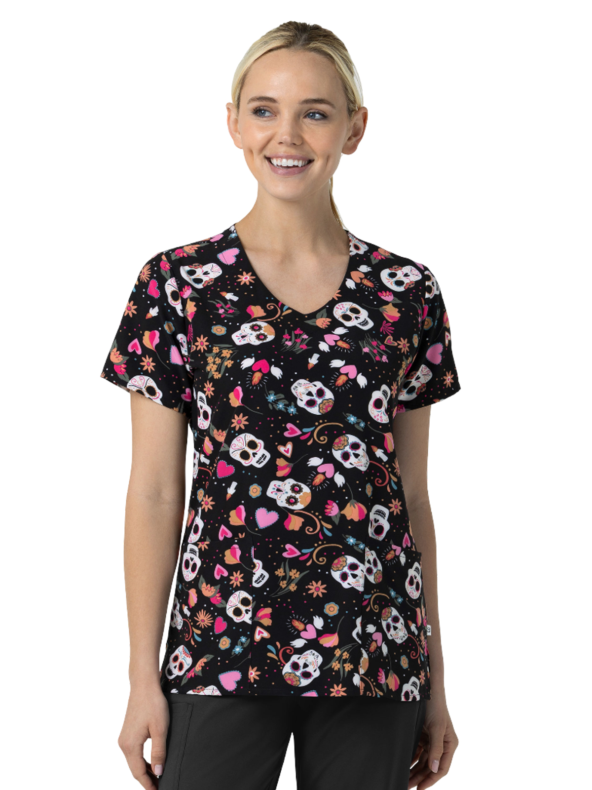 Wink - Fashion Prints - Women's V-Neck Print Scrub Top 4