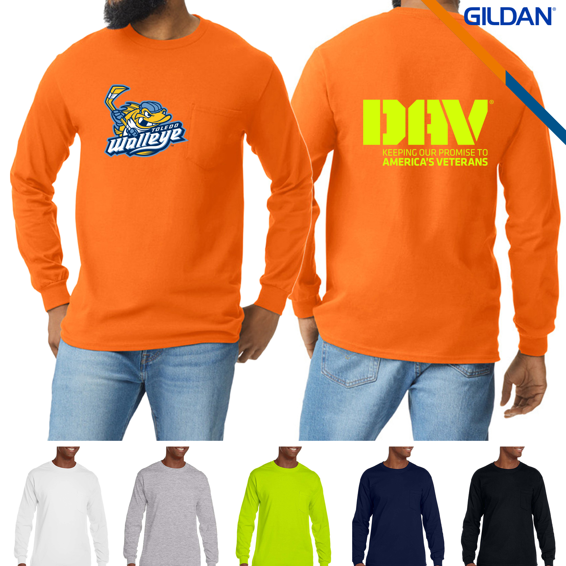 Gildan® 6.1oz 100% Cotton Preshrunk Long Sleeve Adult T-Shirts 2