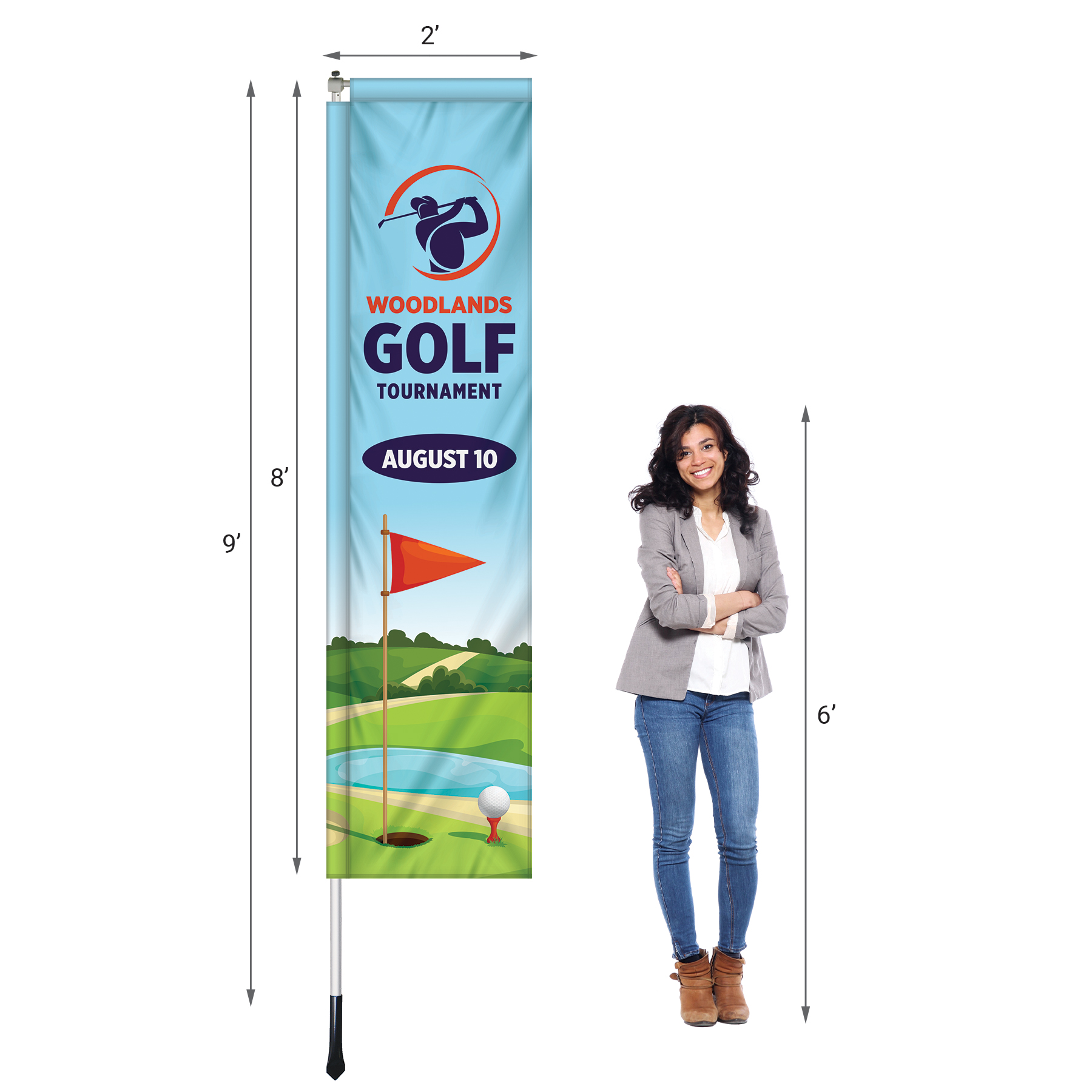 2' X 8' Custom Double Sided Windchaser Flag Kit 4