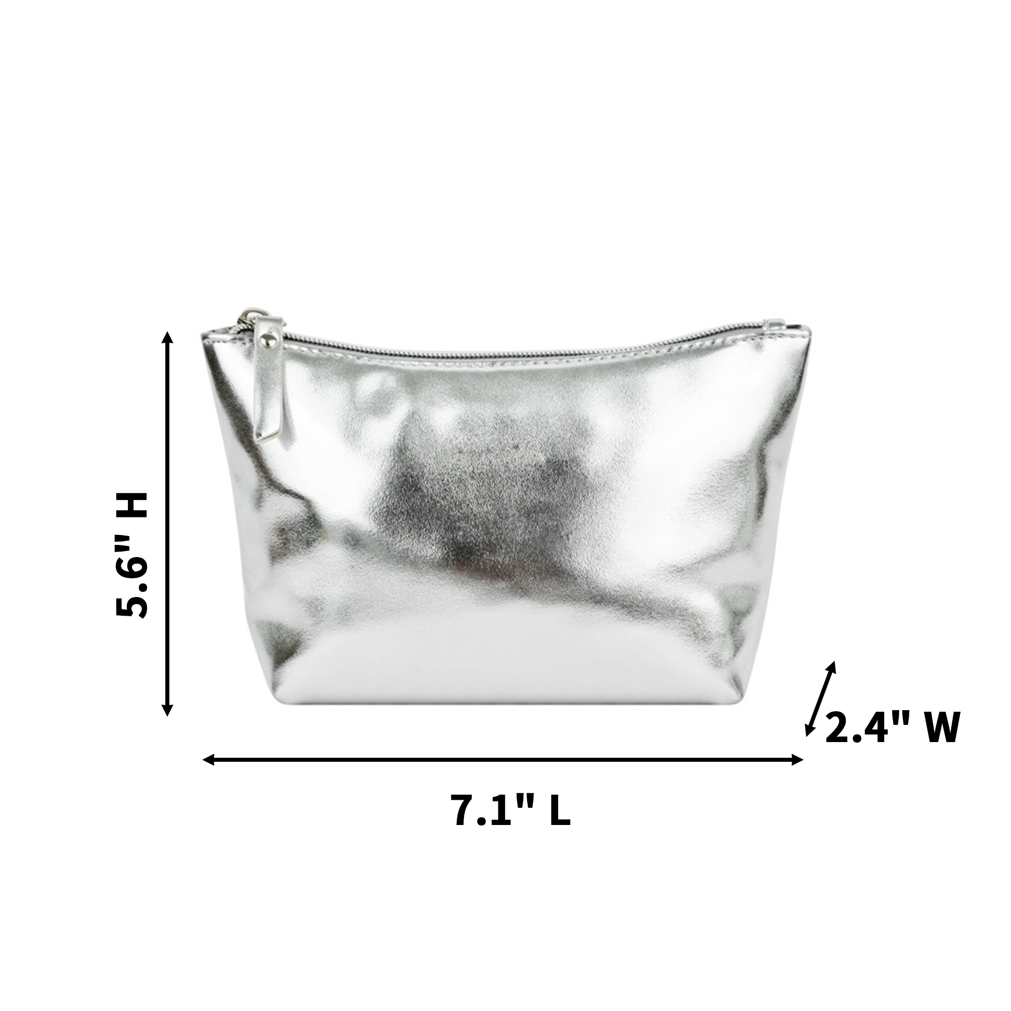 Silver Polyurethane Cosmetic Bag 7.1 x 2.4 x 5.6" 4