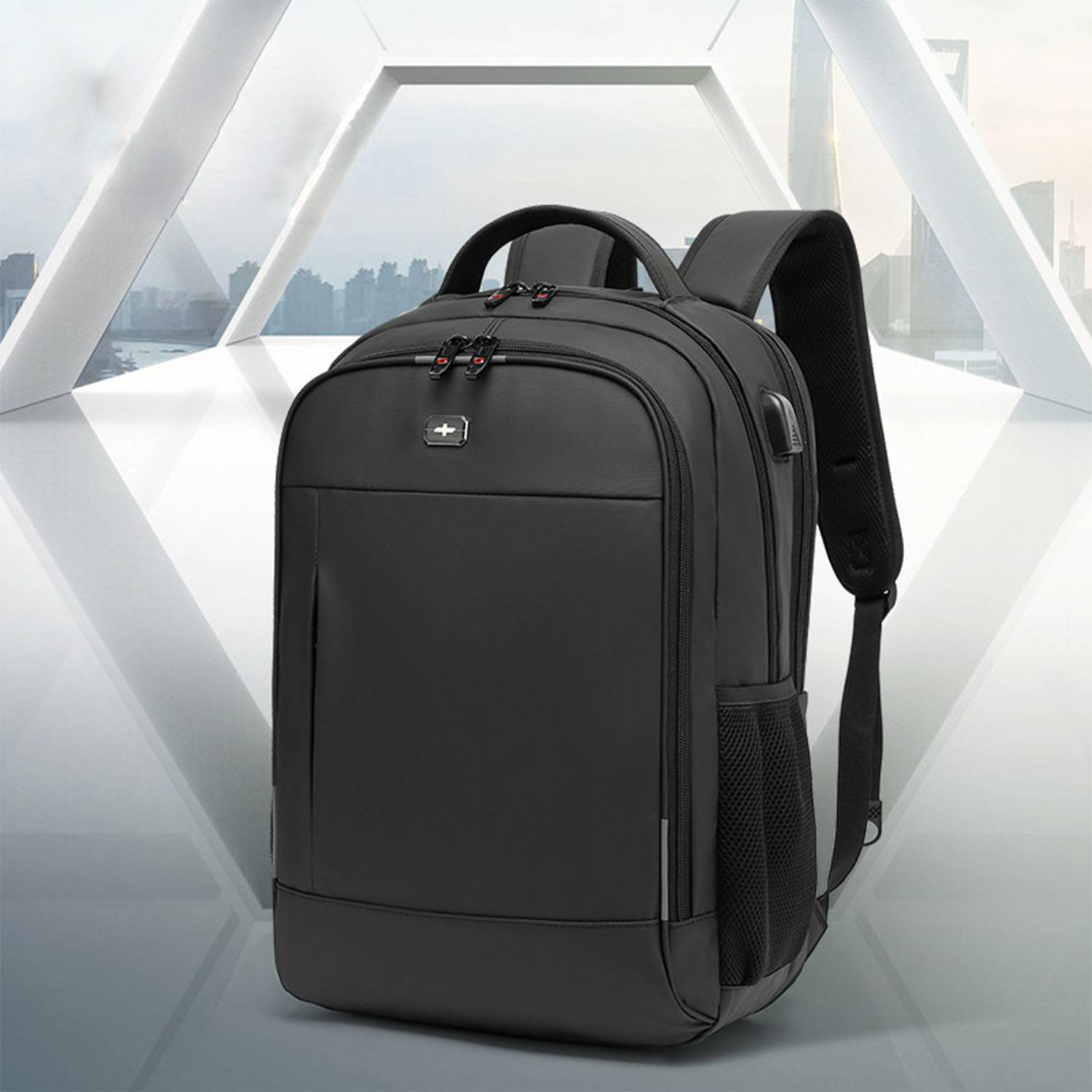Oxford large capacity backpack with USB charging port 4