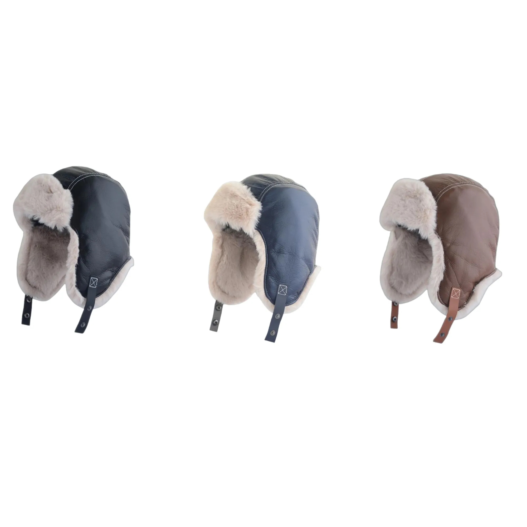 PU Leather Winter Trapper Hat Windproof Ear Flap Cap 5