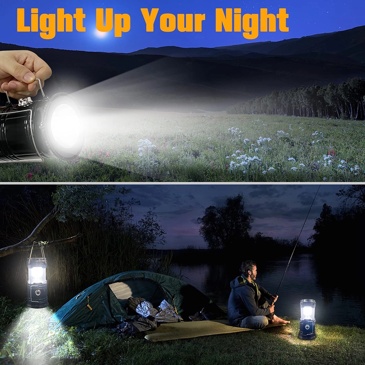 Portable LED Camping Solar Lantern Lightweight Waterproof 4
