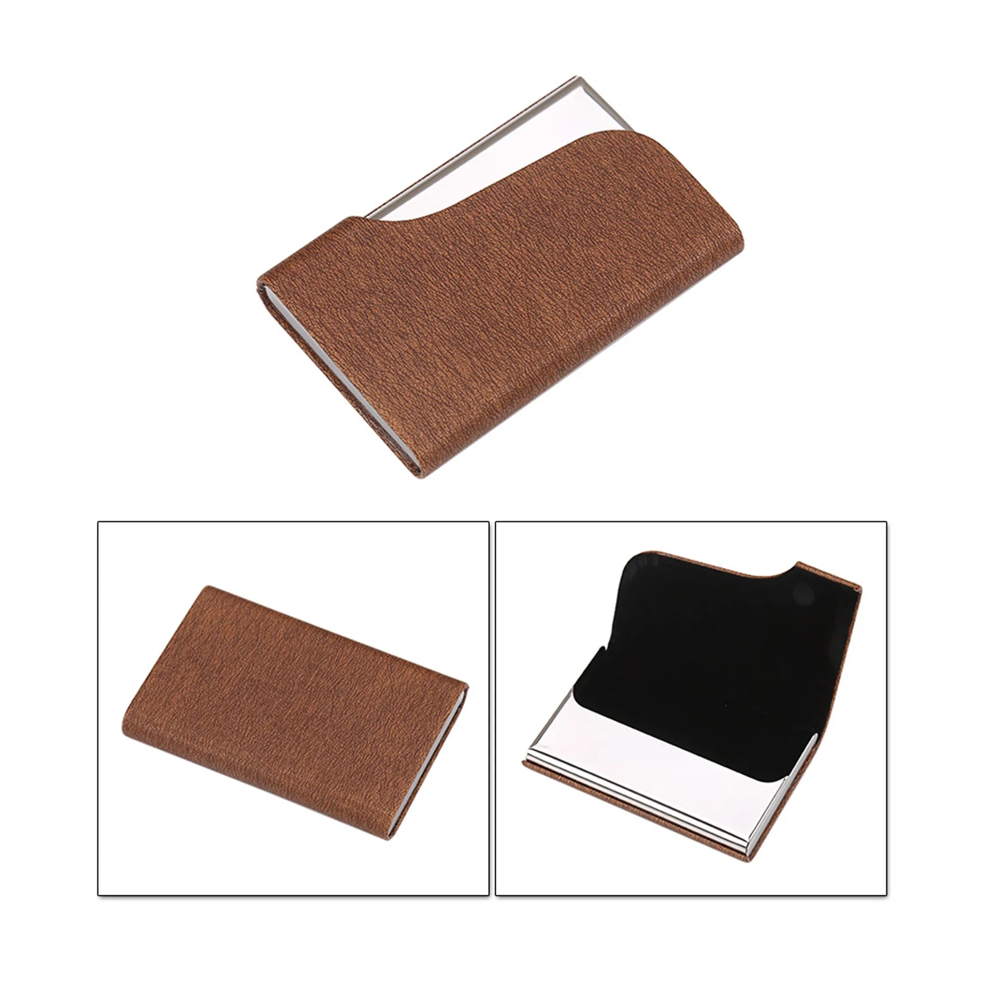 Unisex Pu Leather Business Box Stainless Steel Card Hol 6