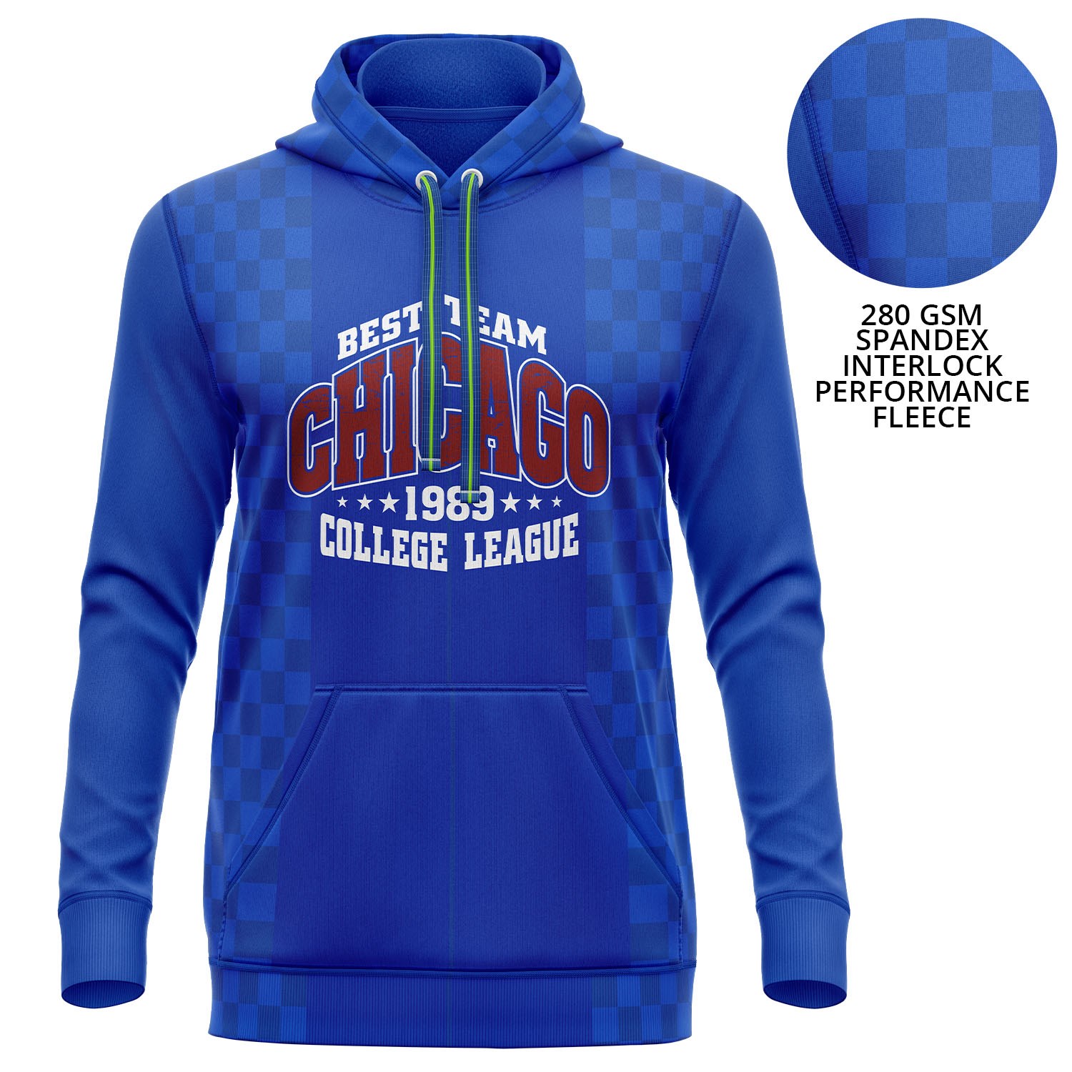 Unisex 280 GSM Spandex Interlock Fleece Sublimation Hoodie with Kangaroo Pocket 2