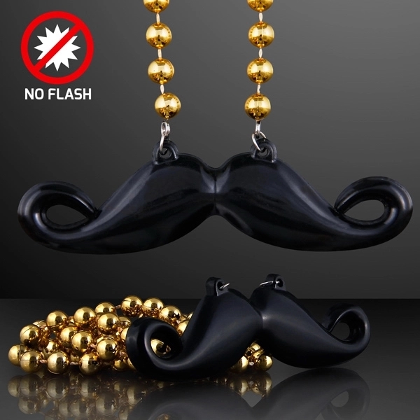 Mardi Gras beads with hipster mustache pendant 2