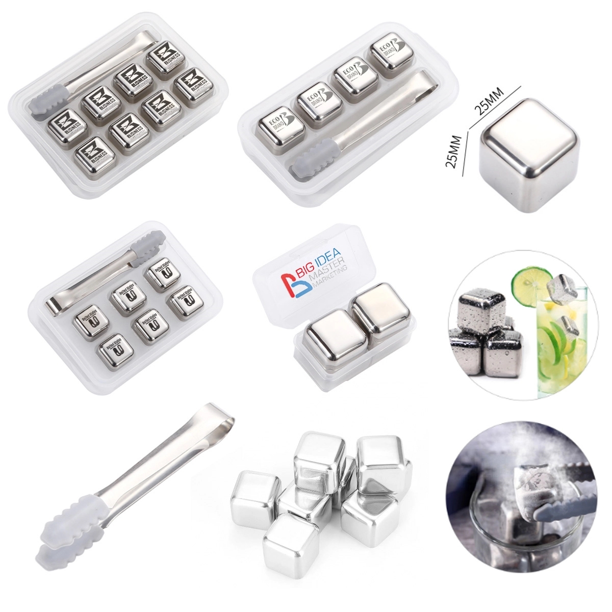 Custom Reusable Portable Stainless Steel Ice Cube Tongs Set 11