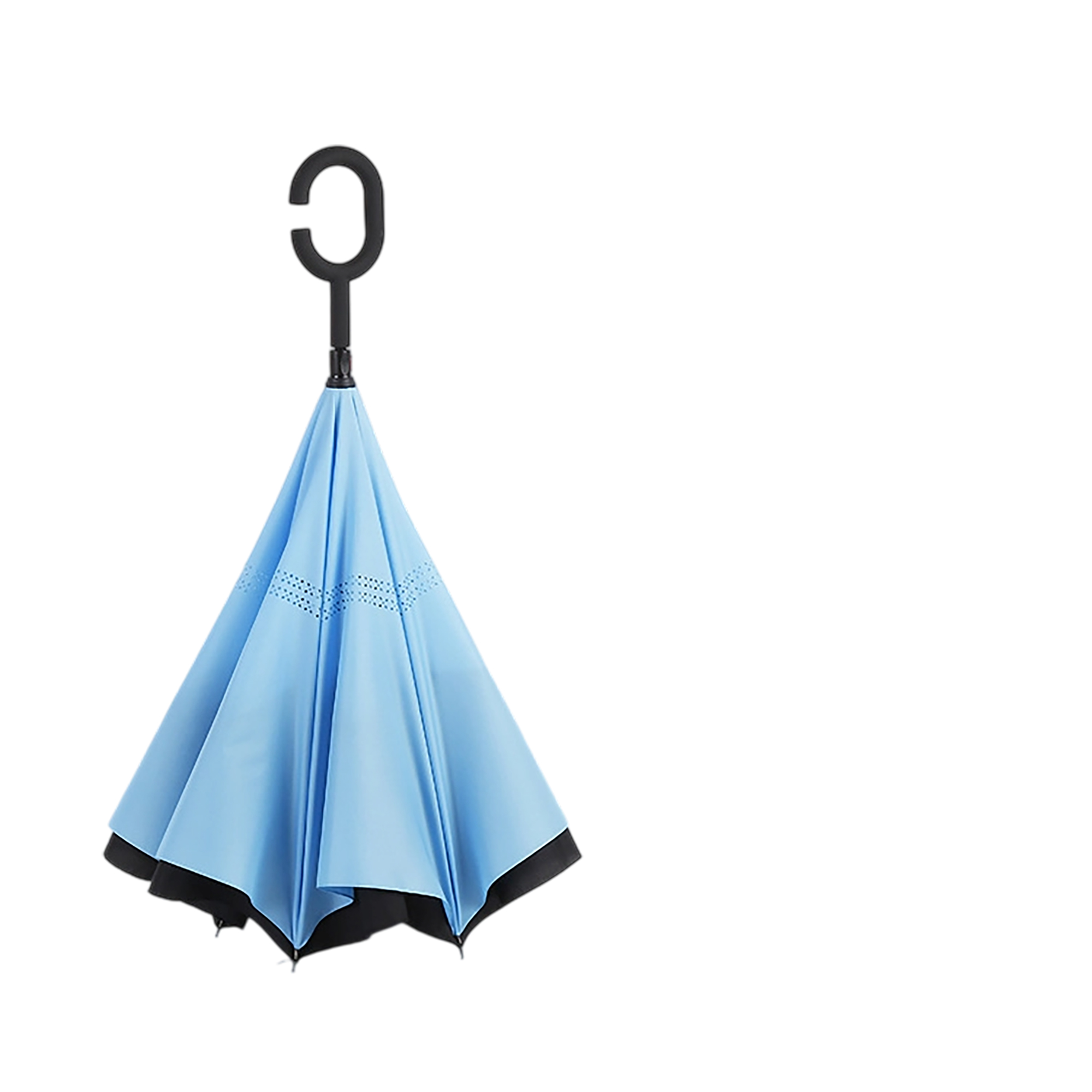 Double Layer Waterproof Reverse Folding Inverted Umbrella With Wrist Handle 42" X 31.5" 17