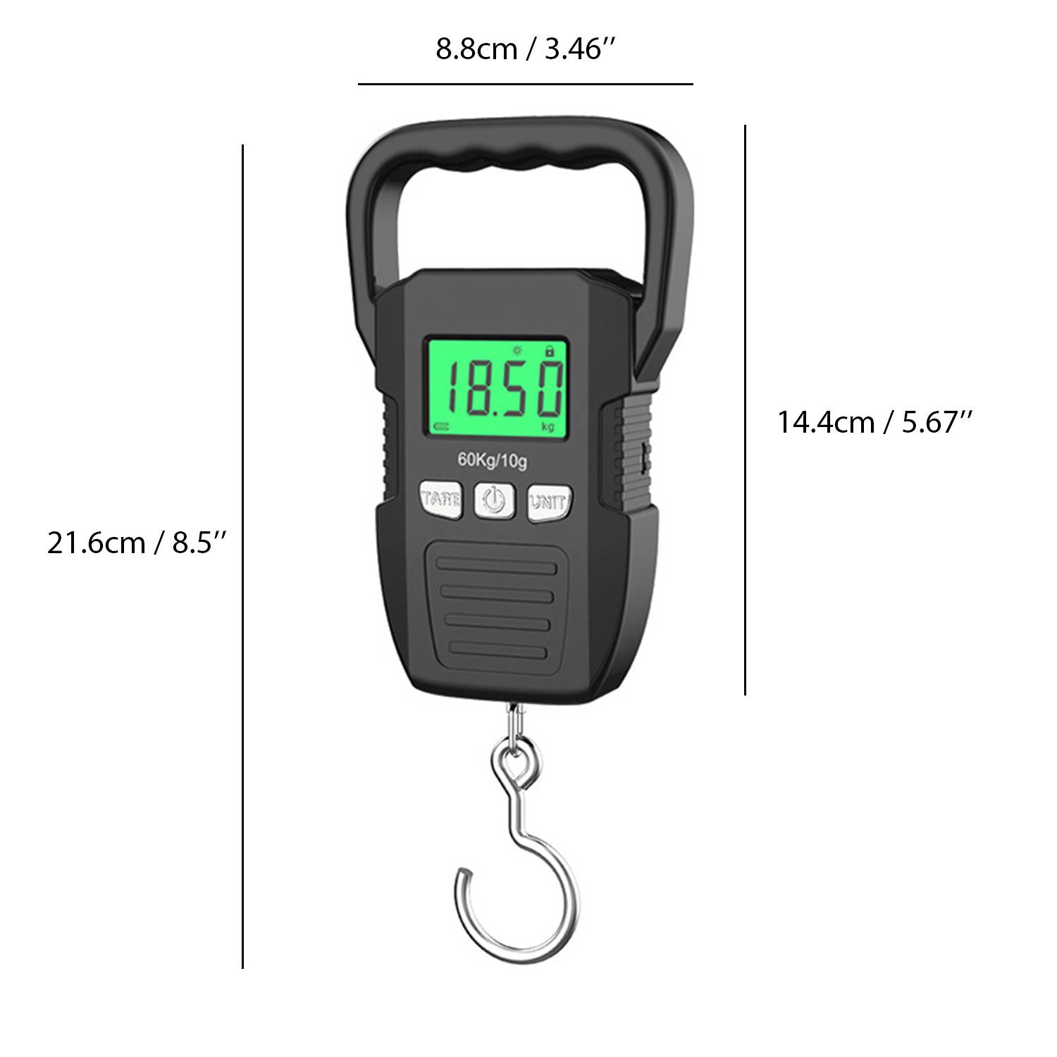 Digital Hanging Scale 132lb/60kg Fishing Luggage Weighing 1