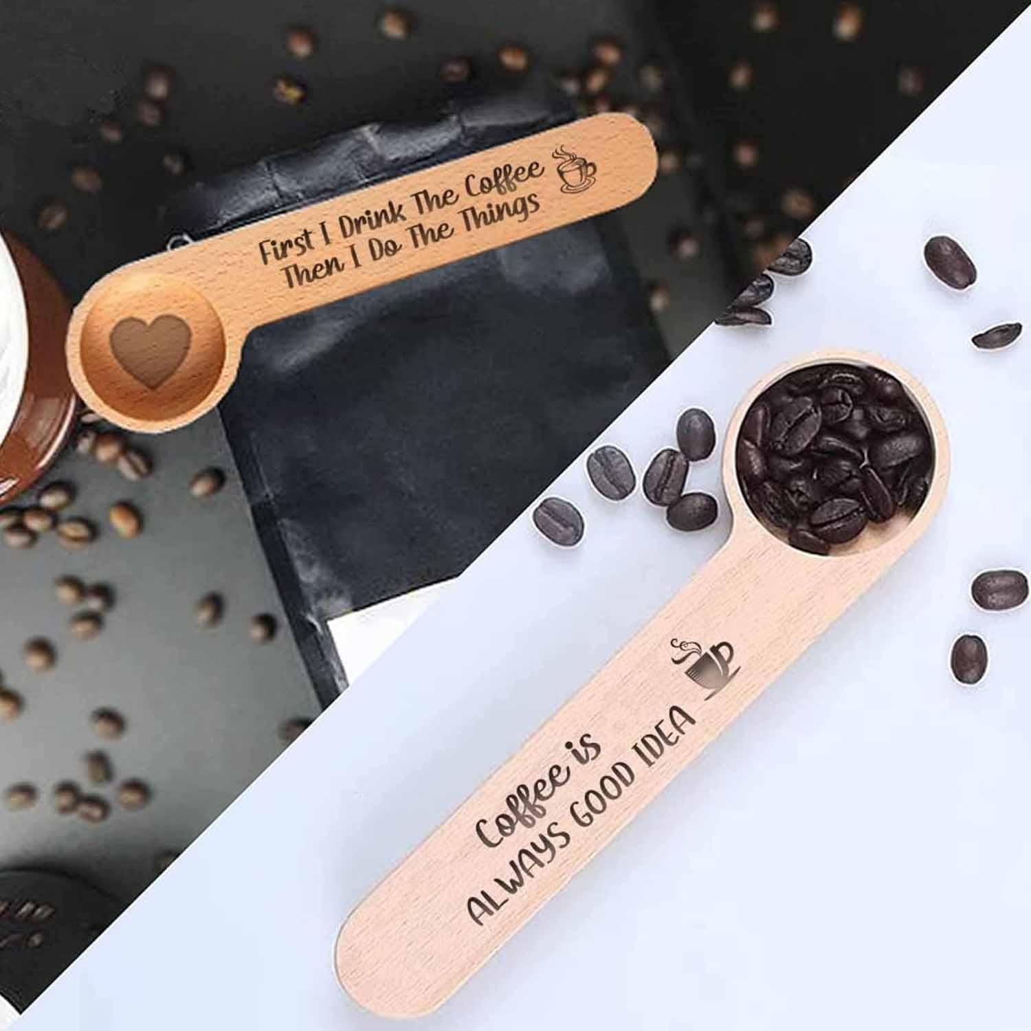 Measuring spoons of coffee beans wooden 3