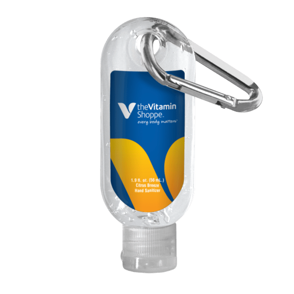 1.9 oz. Clear Sanitizer in Clear Bottle with Carabiner 7