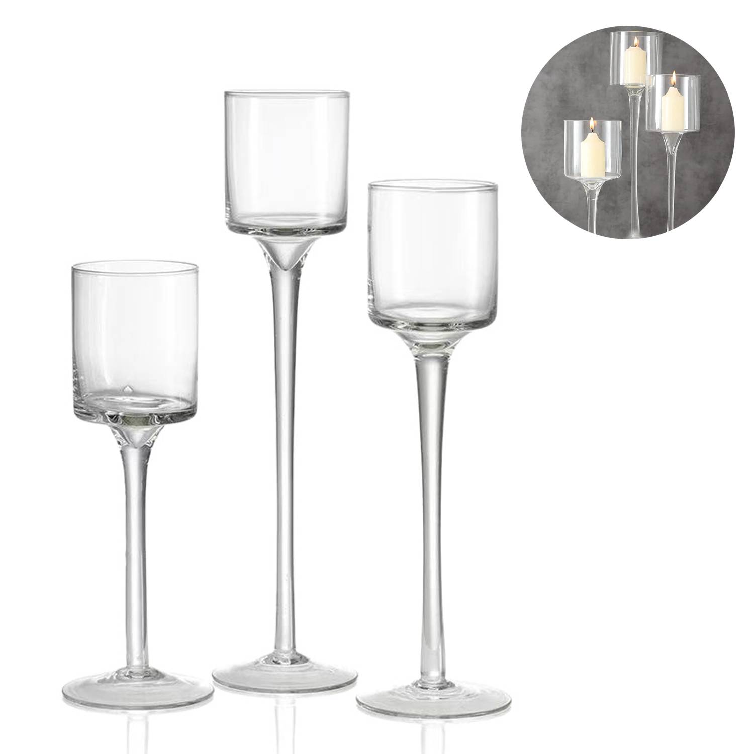 3-Piece Glass Candle Holder Set 5