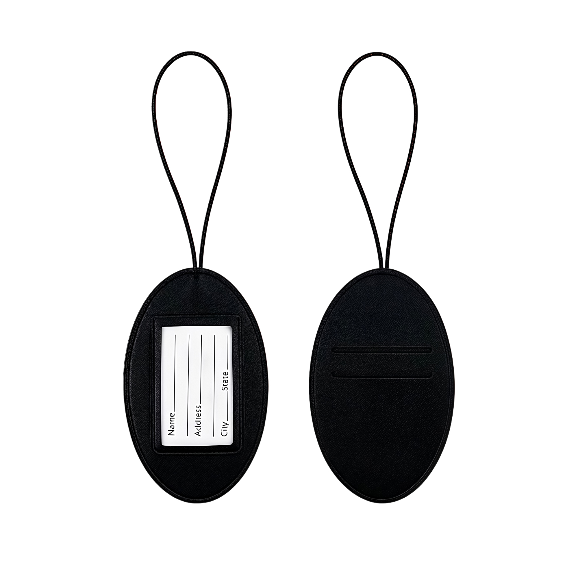 Elastic Oval Luggage Tag with PU Leather 3